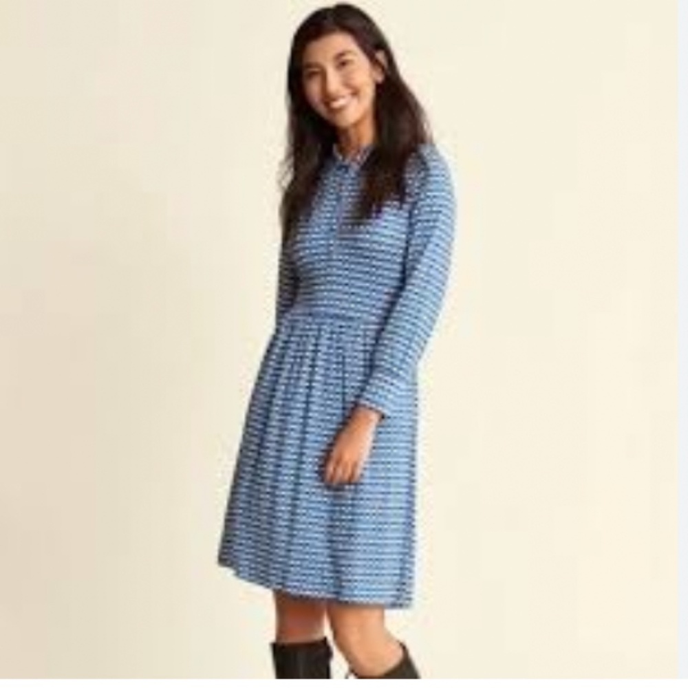 Hatley Parker Shirt Dress Womens XSmall Raindrop Scallops Long Sleeve